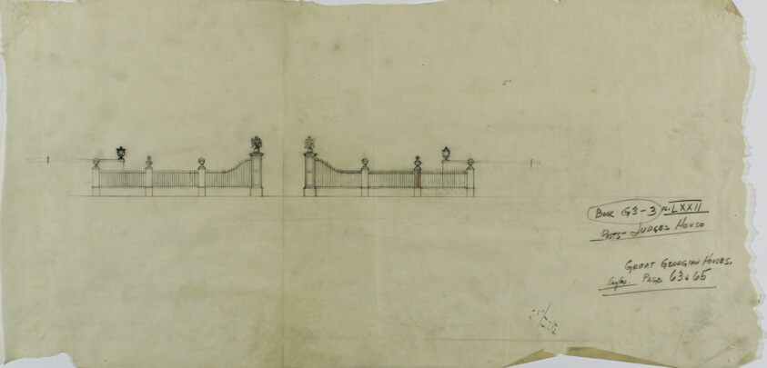Mrs. J. Ogden Armour House, Lake Forest, Illinois, Entrance Gate Elevation