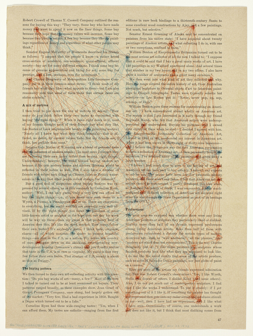 All "Ands" Connected with Red Lines/All "Thes" Connected with Blue Lines