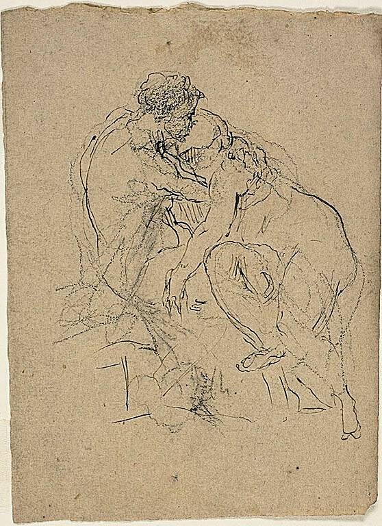 Seated Couple Embracing