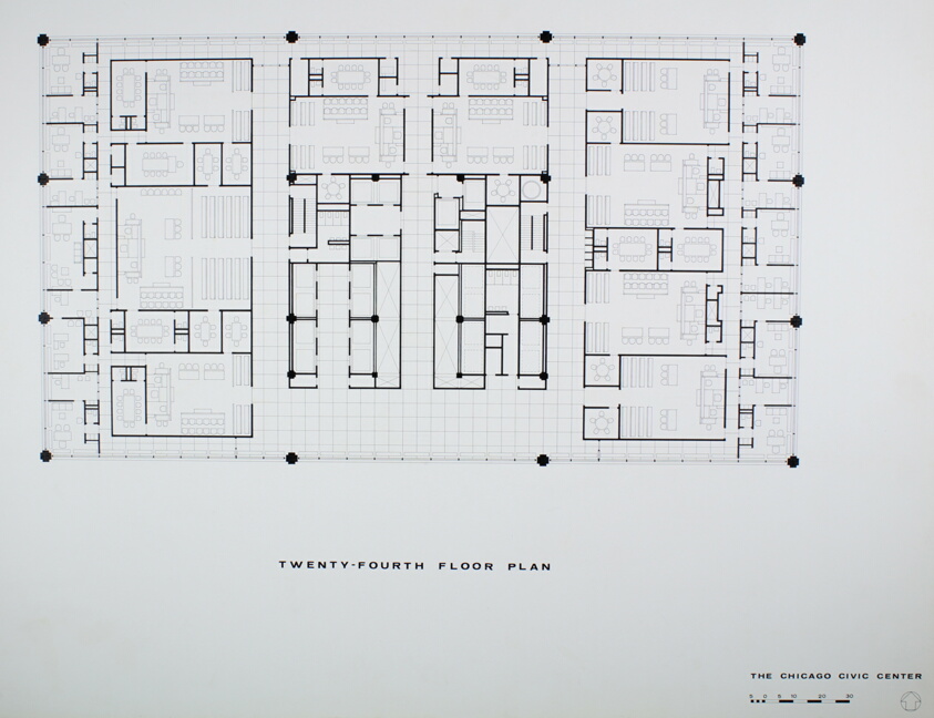 Chicago Civic Center, Chicago, Illinois, Twenty Fourth Floor Plan