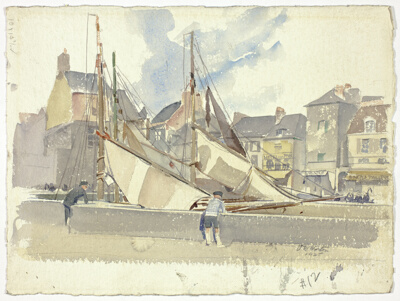 Sails and Nets, Honfleur (recto); Sketch of Boats and Buildings (verso)