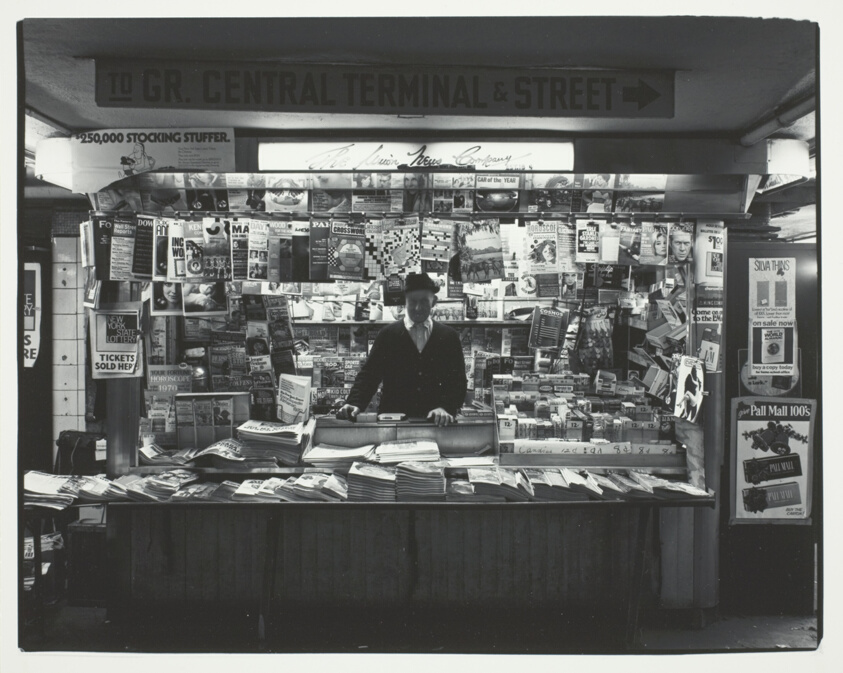 Subway news stand, New York City.