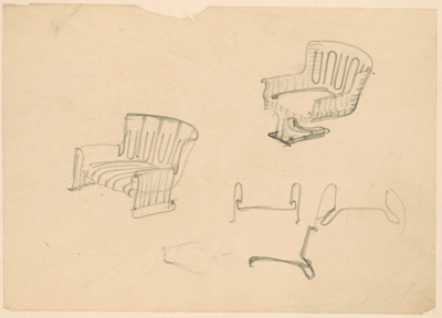 Chair Studies, Conchoidal Chairs, Perspective Sketch