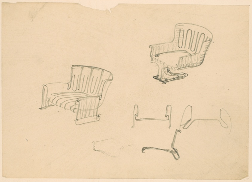 Chair Studies, Conchoidal Chairs, Perspective Sketch