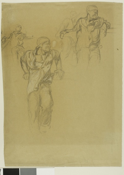 Sketches of Man Leaning on a Rail