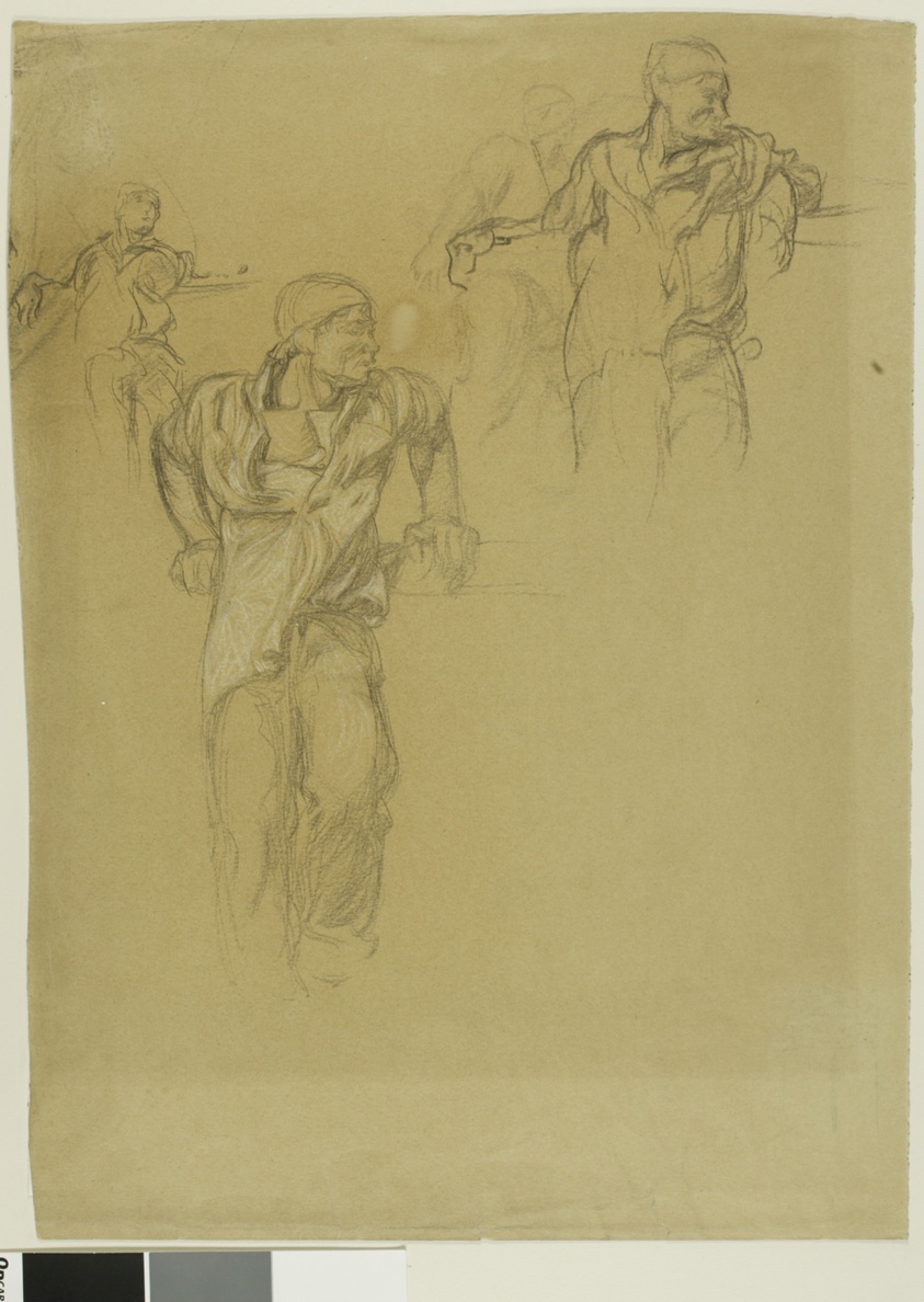 Sketches of Man Leaning on a Rail