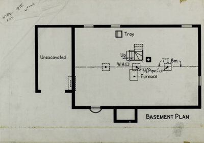 House #3 Basement Plan, Small Homes Guide, Perspective Rendering