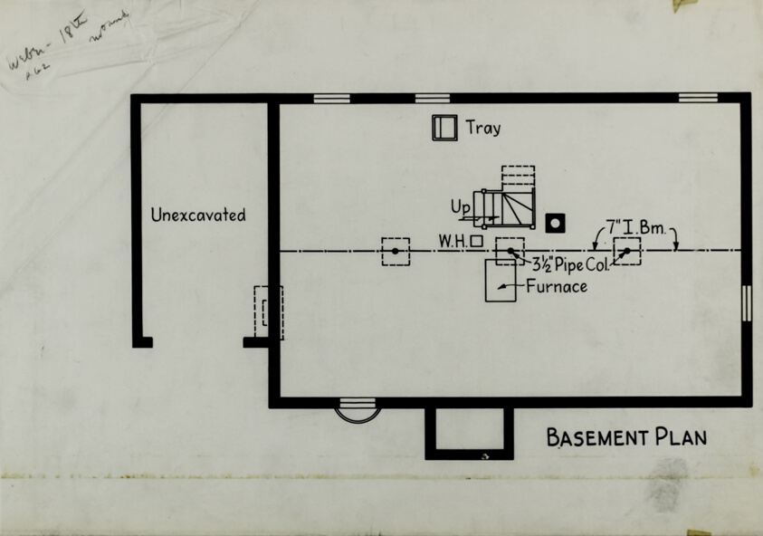 House #3 Basement Plan, Small Homes Guide, Perspective Rendering