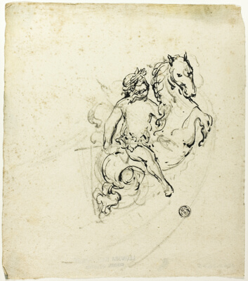 Putto Crowned with Laurel, on Prancing Horse