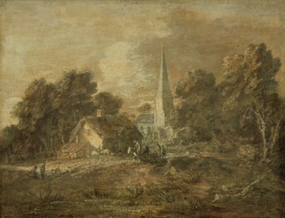 Wooded Landscape with Village Scene