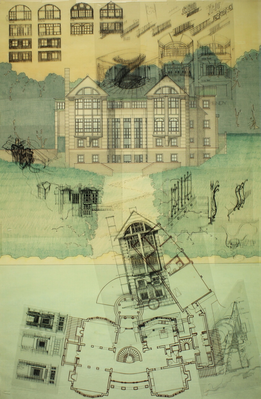 "Waves End" Bendy House, Winnetka, Illinois, Elevations, Plans, and Sketches