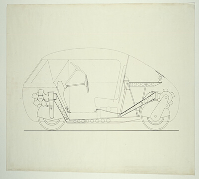 Dymaxion Car for Henry Kaiser, Longitudinal Section