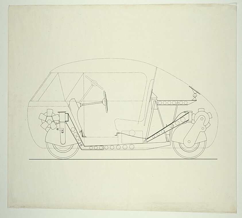 Dymaxion Car for Henry Kaiser, Longitudinal Section