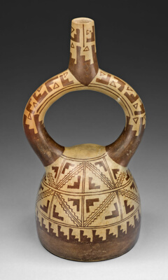 Stirrup Spout Vessel with Geometric Motifs