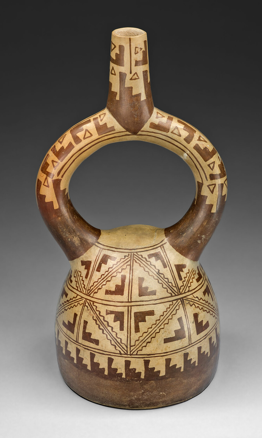 Stirrup Spout Vessel with Geometric Motifs