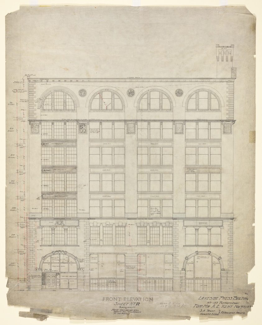 Lakeside Press Building, Chicago, Illinois, Front Elevation
