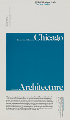 University of Illinois at Chicago, School of Architecture, 1981-82 Graduate Study Two-Year Option
