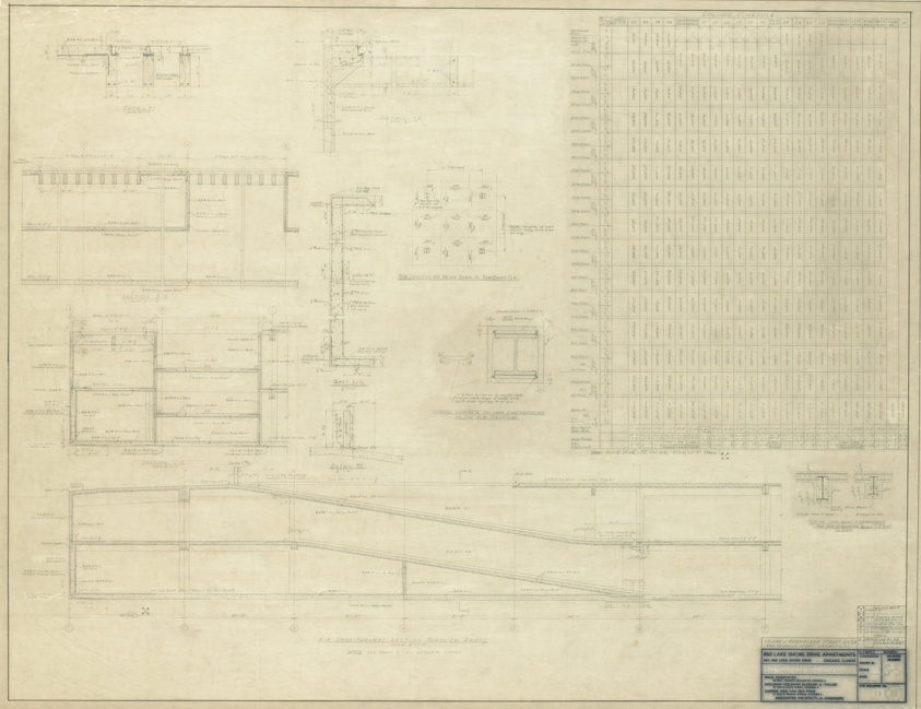 860–880 North Lake Shore Drive, Column Schedule, Sub-Structure Sections and Details