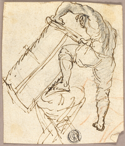 Man Sawing Wood