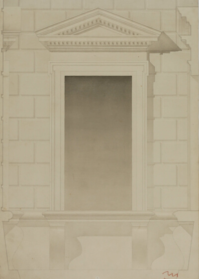 Pedmented Window and Stone Wall, Student Drawing
