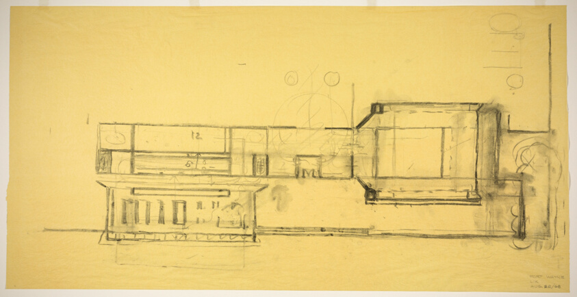 Fort Wayne Fine Arts Center Theater, Fort Wayne, Indiana, Plan and Elevation