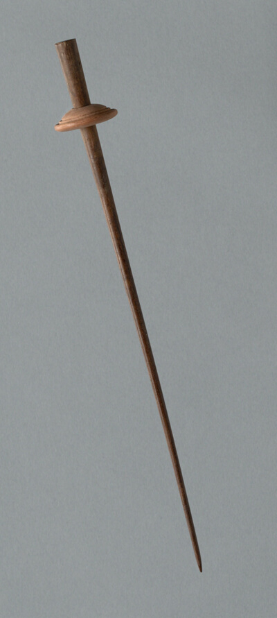 Wooden Spindle with Ceramic Whorl