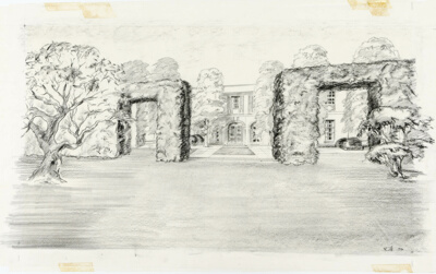 Miss Bertha Evans House, Palm Beach, Florida, Perspective through Hedges