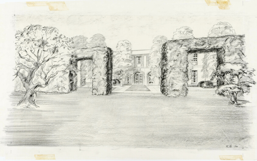 Miss Bertha Evans House, Palm Beach, Florida, Perspective through Hedges