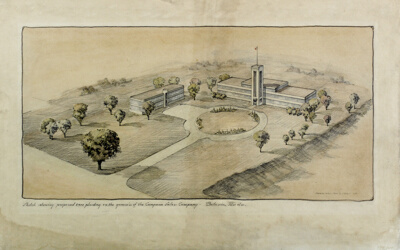 Campana Sales Company Factory, Batavia, Illinois, Landscape Perspective