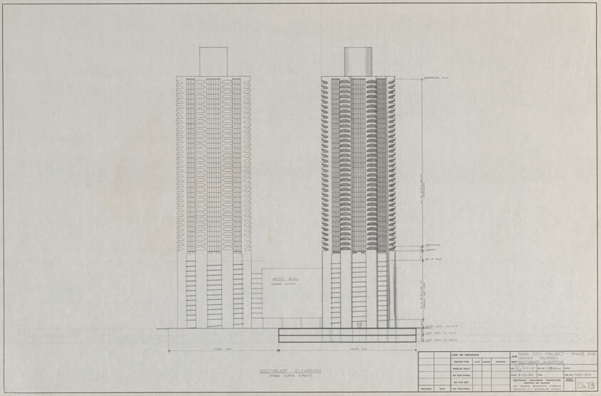 Park City, Denver, Colorado, Phase One Southeast Elevation, Working Drawing
