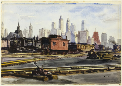 Railroad Yards with New York Skyline