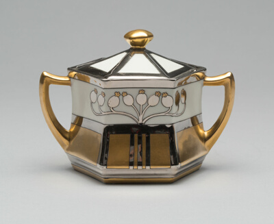 Covered Sugar Dish ("Aura Argenta Linear" pattern)