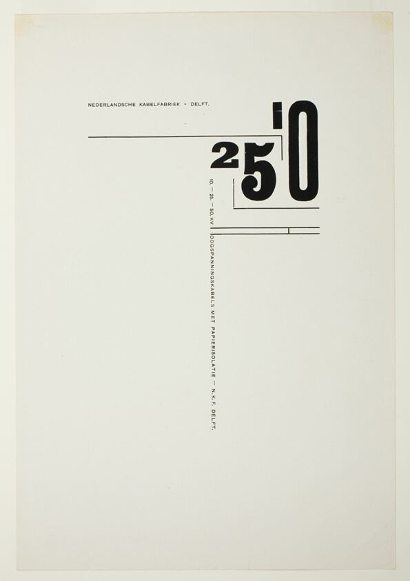 Advertising insert for Nederlansche Kabelfabriek (N.K.F.) Delft ("10-25-50.kv Hoogspanningskabels met papierisolatie”)