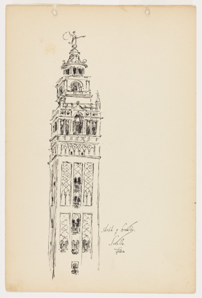 Giralda, Seville, Spain, Travel Sketch