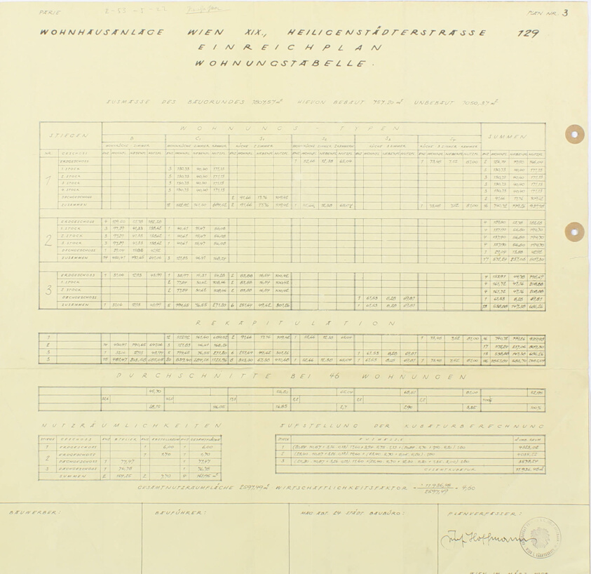 Apartment Building Community, Heiligenstadterstrasse 129, Wien XIX, Vienna, Austria, Plan