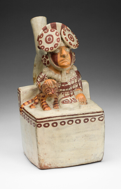 Vessel in the Form of a Seated Ruler with a Pampas Cat