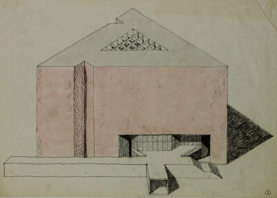 Museum of Contemporary Art Proposal, Illinois Central Air-Rights East of Michigan Ave., Chicago, Illinois, Perspective Elevation