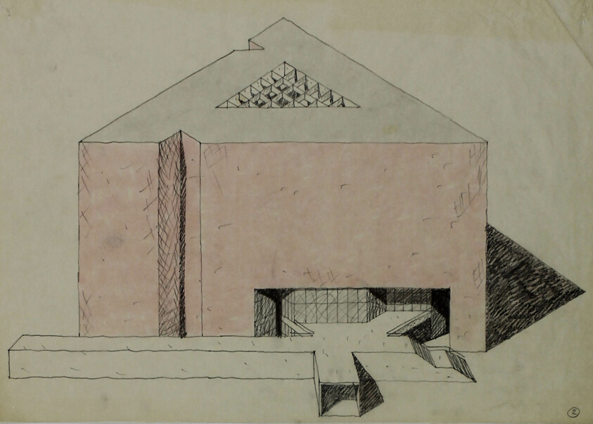 Museum of Contemporary Art Proposal, Illinois Central Air-Rights East of Michigan Ave., Chicago, Illinois, Perspective Elevation