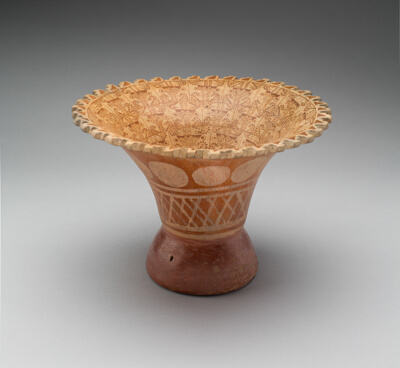 Flaring Bowl with Repeating Pattern of Abstract Figures