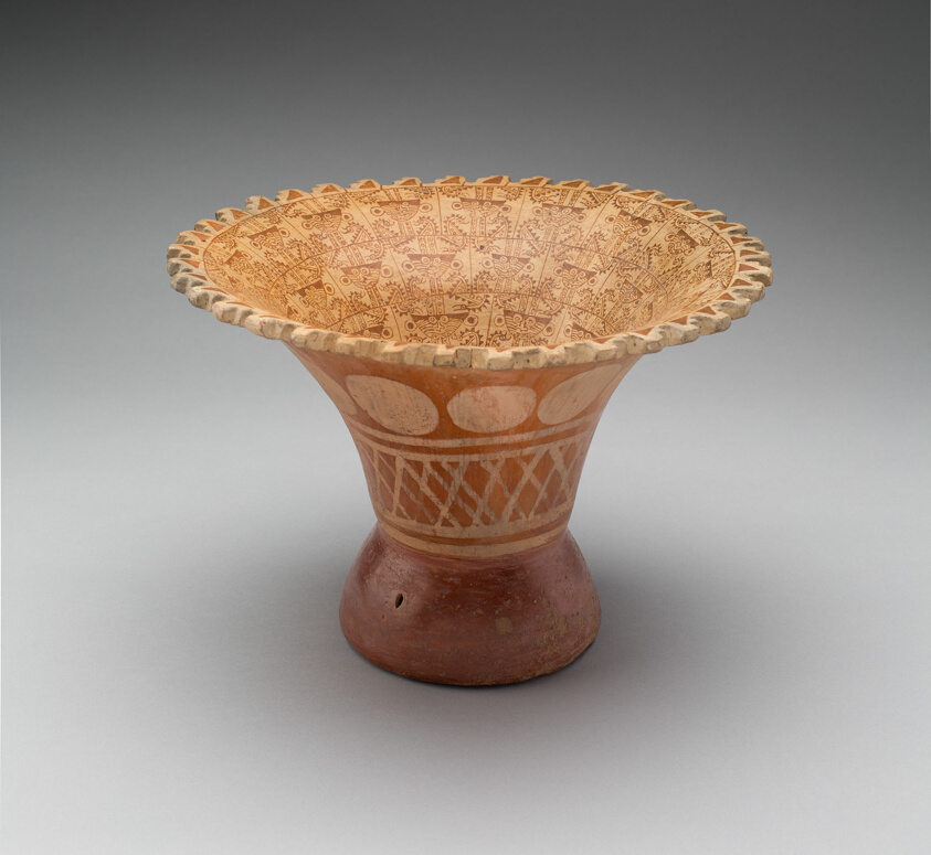 Flaring Bowl with Repeating Pattern of Abstract Figures
