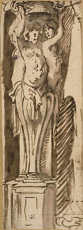 Three Caryatids Supporting a Basket