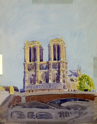 Cathedral of Notre Dame, Paris, France, Travel Sketch