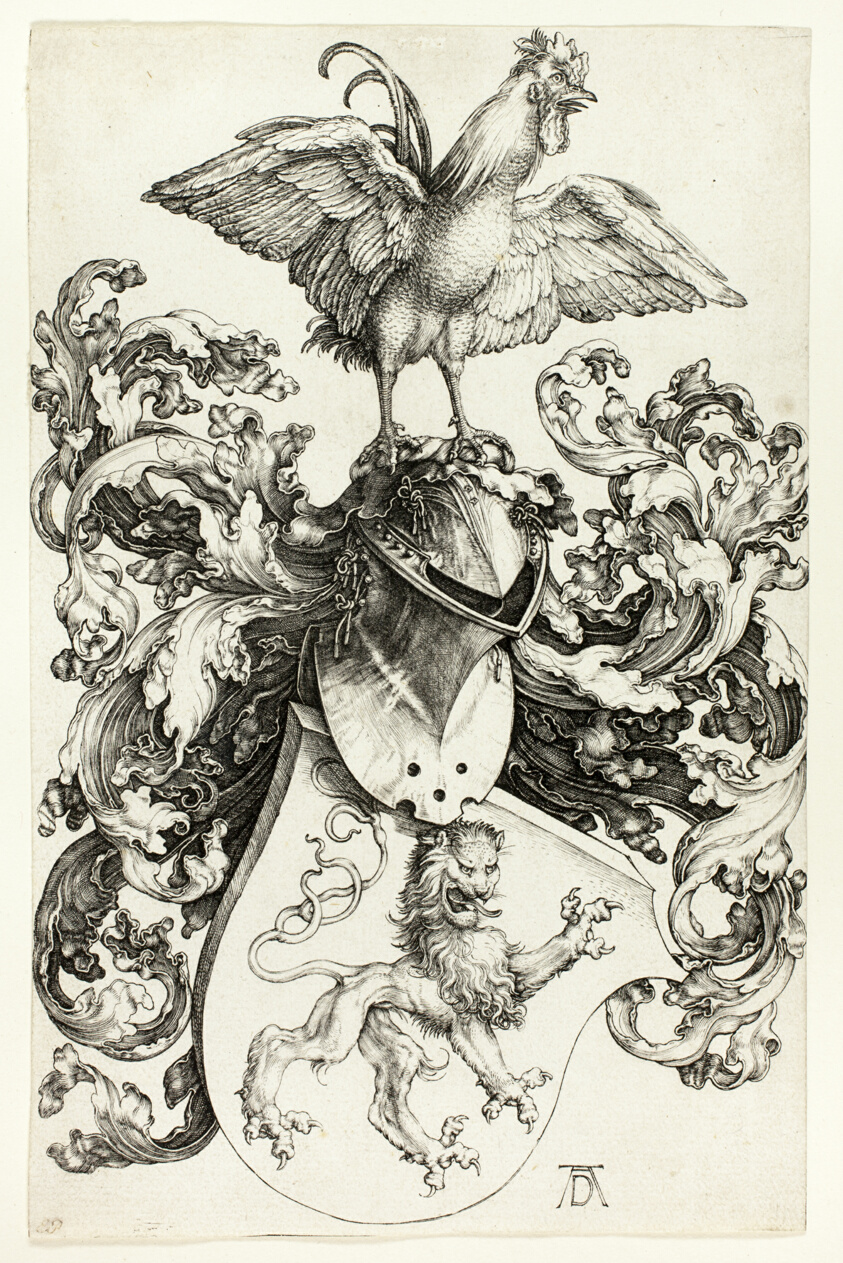 Coat of Arms with Lion and Rooster
