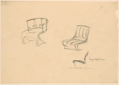 Chair Studies, Conchoidal Chairs, Perspective Study