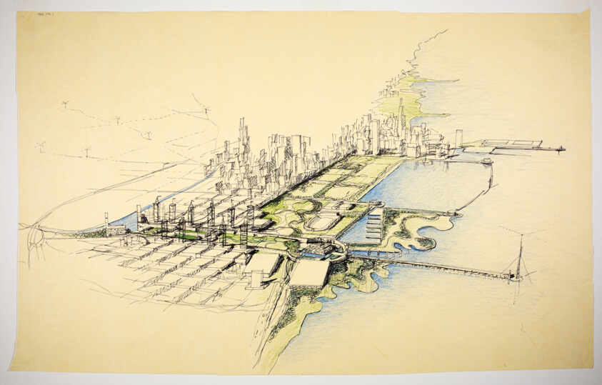Chicago World's Fair Proposal, Chicago, Illinois, Aerial Perspective