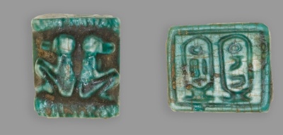 Plaque: Two Baboons Back to Back/Cartouches