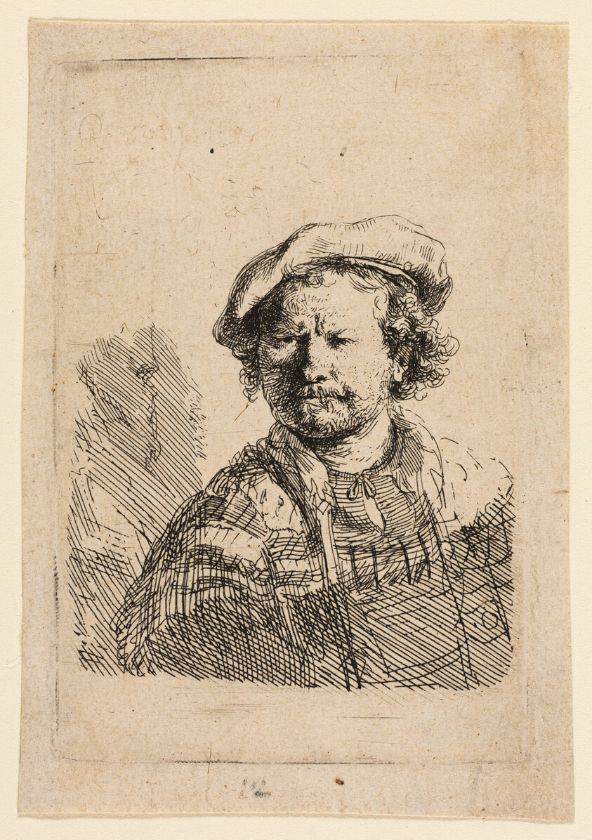 Self-Portrait in a Flat Cap and Embroidered Dress