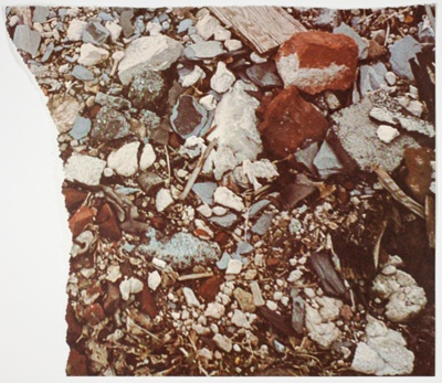 Torn photograph from the second stop (rubble). Second mountain of 6 stops on a section