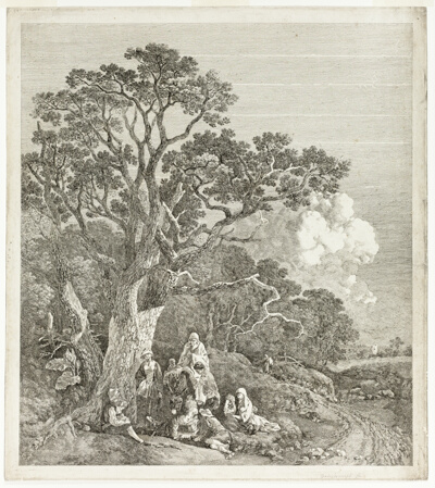 Wooded Landscape with Gypsies Gathered Round a Fire
