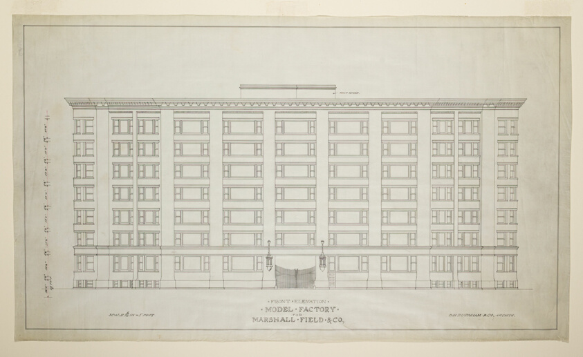 Marshall Field & Company Model Factory, Chicago, Illinois, Front Elevation